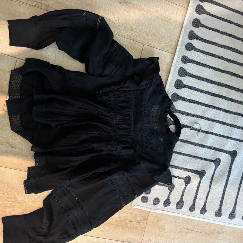 Isabel Marant Black Lace ruffle Blouse